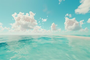 Harmonious Horizon: Hypnotic Aquatic Scene Seamlessly Integrating the Sandy Depths of the Sea with the Boundless Sky, Creating a Scene of Utter Serenity and Beauty