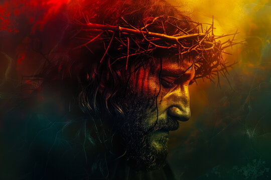 Abstract painting Jesus Christ with the crown of thorns