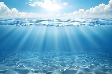 Oceanic Tranquility: Sublime Marine Panorama Capturing the Sandy Depths Beneath the Sea's Surface, Creating a Scene of Calm and Sublime Natural Wonder