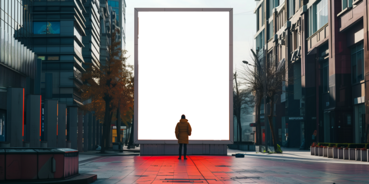 Large billboard mockup on the city background. Advertising concept