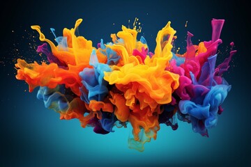 ink splashes under water in different colors - obrazy, fototapety, plakaty