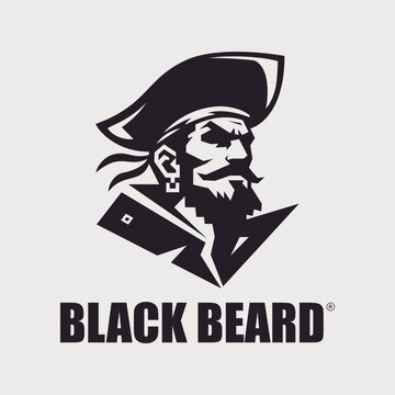 Bearded pirate captain head logo