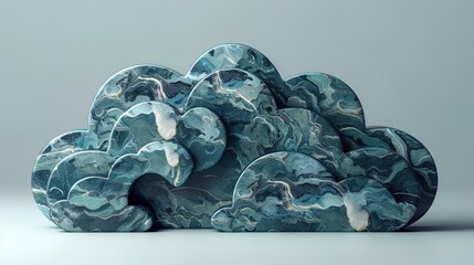 Close-up of a cloud symbol featuring a unique texture, standing out on a neutral background - obrazy, fototapety, plakaty