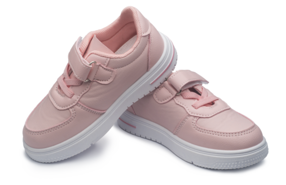 pink leather sneakers on isolated on a white background. children's sports shoes