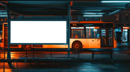 Blank billboard on city bus line road. space for advertising