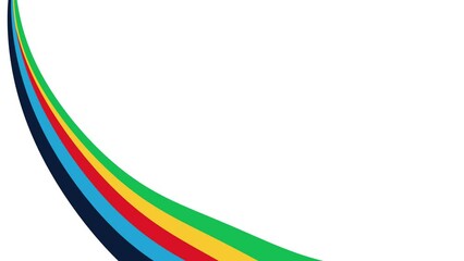 simple paint cartoon brush animation with sytlized beams in summer olympic games color palette on white background