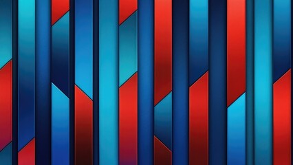 Abstract art background dominated by geometric patterns, alternating red and blue stripes, glossy finish, minimal composition, ultra clear, digital painting
