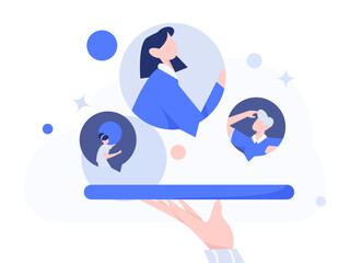 Holiday shopping people doing e-commerce online shopping flat vector concept operation hand drawn illustration
