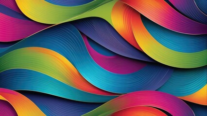 Colorful curves intertwine creating a seamless pattern, vector illustration suitable for wallpaper, banner, background, card, book illustration, landing page, incorporating a palette of vibrant hues