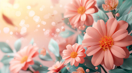 Fototapeta na wymiar Pink flowers festive background