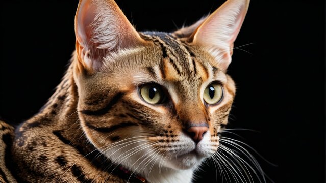  Cat Face on Black Background - SEO-optimized description for an image of a close-up of a cat's face on a black background with a blurry image of the cat