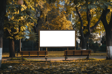 Mockup of a transparent blank billboard in a city park. Advertise in city parks