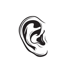 Ear in cartoon, doodle style . Image for t-shirt, web, mobile apps and ui. Isolated 2d vector illustration in logo, icon, sketch style, Eps 10, black and white. AI Generative