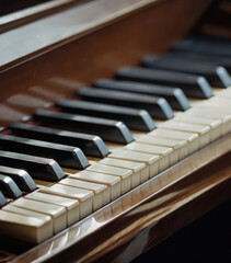 piano keys, close-up