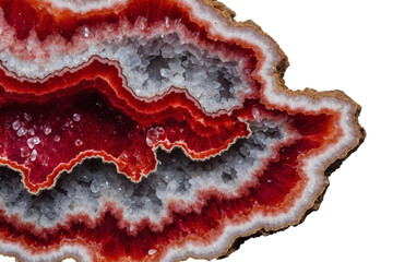 red geode stone with crystals isolated on transparent png - obrazy, fototapety, plakaty