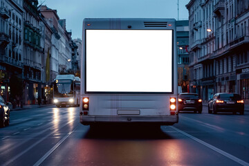Blank billboard on tour bus car. space for advertisement