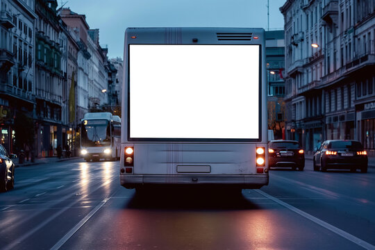 Blank billboard on tour bus car. space for advertisement