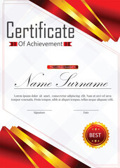 red and golden gradients color certificate template design 