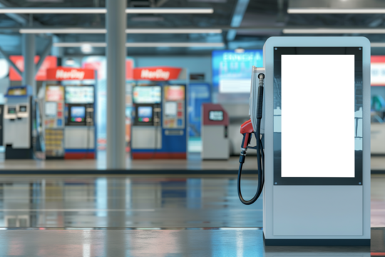 Self-service gas station with blank screen Mockup
