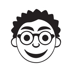 cute cartoon boy man face expression design vector art illustration with white background