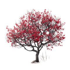 isolated tree with red leaves
