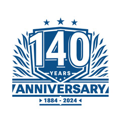 140 years anniversary celebration shield design template. 140th anniversary logo. Vector and illustration.