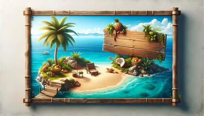 Tropical Island Paradise with Wooden Banner Centerpiece