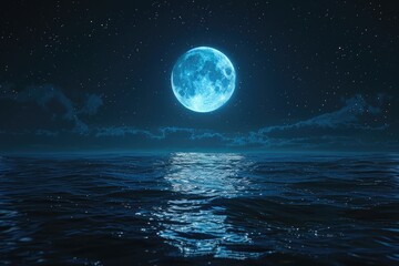 Naklejka na ściany i meble Moon over sea.
