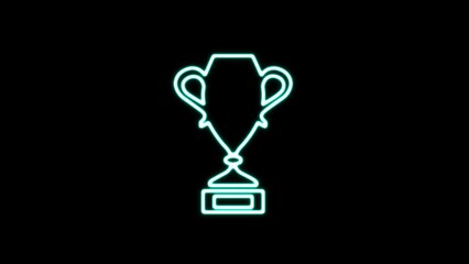 Champion cup neon light icon. Cup line icon in neon style. Winter sports illustration elements. Neon Trophy Icon.