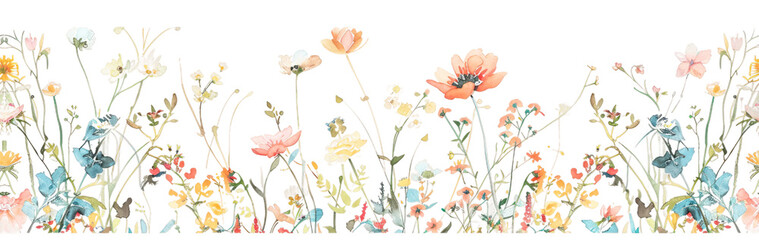 Obraz na płótnie Canvas Watercolor floral seamless arrangement