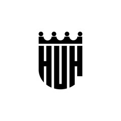 HUH letter logo design with white background in illustrator, cube logo, vector logo, modern alphabet font overlap style. calligraphy designs for logo, Poster, Invitation, etc.