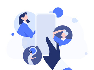 Holiday shopping people doing e-commerce online shopping flat vector concept operation hand drawn illustration
