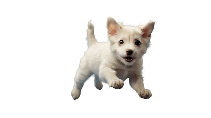 White Chihuahua puppy dog jumping on Isolated, Transparent Background