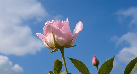 sky blue white rose