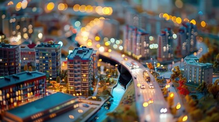 A miniature city model.