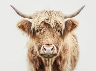 A close-up view of a cow with exceptionally long hair covering its body