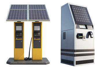 Parking machine with solar panels isolated on transparent background