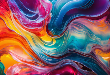 Layers of translucent jelly reflecting light in a mesmerizing dance of color and form