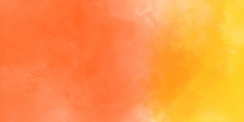 Abstract background with orange and yellow watercolor texture .smoke vape rain cloud and mist or smog fog exploding canvas element background .hand painted vector illustration with watercolor design .
