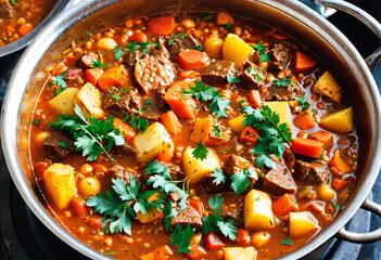 A tantalizing glimpse of a bubbling pot of stew, its aroma filling the room with warmth and comfort
