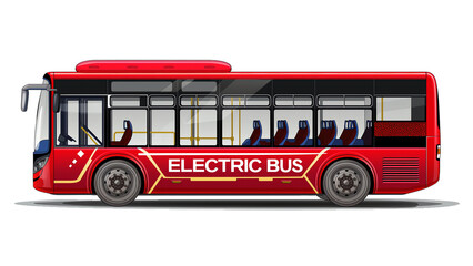 Electric tourist bus on transparent background