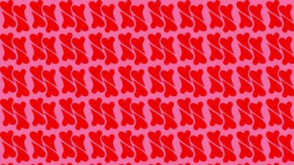 Melting red love heart seamless pattern illustration. Retro psychedelic romantic background print. Valentine's day holiday backdrop, liquid romantic shape wedding wallpaper design. vector