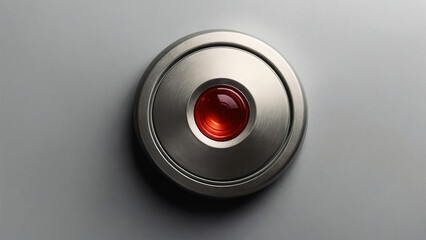 Large Red Push Button Isolated on a gray Background.