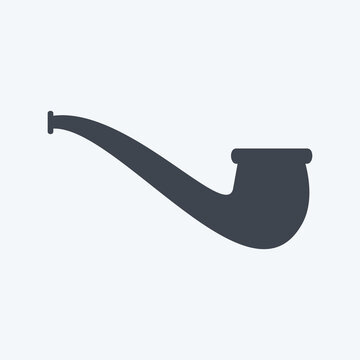 Smoking Pipe Icon in trendy glyph style isolated on soft blue background