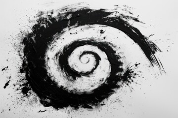hand painted black spiral on a white background