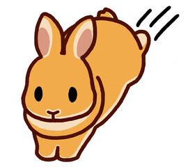 飛び跳ねるオレンジのウサギ