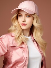 Woman Wearing Pink Hat and Jacket