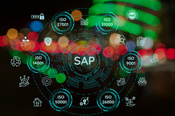 Wizualizacja funkcjonalności oprogramowania SAP  do automatyzacji procesów biznesowych. - obrazy, fototapety, plakaty