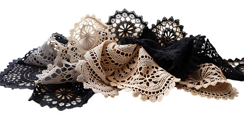 Lace Doilies Collection On Transparent Background - obrazy, fototapety, plakaty