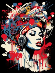 Woman Listening to Music With Headphones